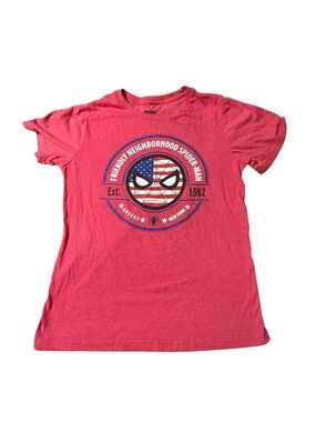 Friendly Neighborhood Spider-Man USA Flag Mask T-Shirt Marvel Red Heather Large